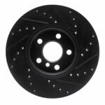 R1 Concepts 16-24 Mini Cooper Countryman Front Left Drilled & Slotted Black Brake Rotor - Image 2