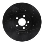 R1 Concepts 15-19 Mini Cooper Clubman Front Left Drilled & Slotted Black Brake Rotor - Image 2