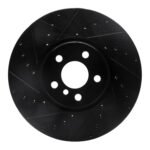 R1 Concepts 15-19 Mini Cooper Clubman Front Left Drilled & Slotted Black Brake Rotor