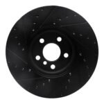 R1 Concepts 15-19 Mini Cooper Countryman Front Right Drilled & Slotted Black Brake Rotor - Image 2