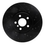 R1 Concepts 15-19 Mini Cooper Countryman Front Right Drilled & Slotted Black Brake Rotor