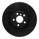 R1 Concepts 15-26 BMW X1 (USA/Canada) Front Right Drilled & Slotted Black Brake Rotor