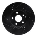 R1 Concepts 03-09 Mercedes-Benz E350 Front Right Drilled & Slotted Black Brake Rotor - Image 2