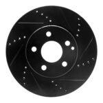 R1 Concepts 03-09 Mercedes-Benz E350 Front Right Drilled & Slotted Black Brake Rotor