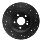 R1 Concepts 03-06 Mercedes-Benz CL500 Rear Left Drilled & Slotted Black Brake Rotor - Image 2