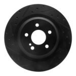 R1 Concepts 07-14 Mercedes-Benz SL550 Rear Left Drilled & Slotted Black Brake Rotor