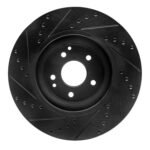 R1 Concepts 06-07 Mercedes-Benz C350 Front Right Drilled & Slotted Black Brake Rotor - Image 2