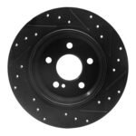 R1 Concepts 07-13 Mercedes-Benz S550 Rear Left Drilled & Slotted Black Brake Rotor - Image 2