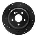 R1 Concepts 07-13 Mercedes-Benz S550 Rear Left Drilled & Slotted Black Brake Rotor