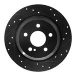R1 Concepts 07-13 Mercedes-Benz S550 Rear Right Drilled & Slotted Black Brake Rotor