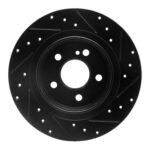 R1 Concepts 08-15 Mercedes-Benz C250 Rear Left Drilled & Slotted Black Brake Rotor - Image 2