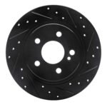 R1 Concepts 08-15 Mercedes-Benz C300 Sedan Rear Right Drilled & Slotted Black Brake Rotor