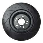 R1 Concepts 13-19 Mercedes-Benz GLE400 Front Left Drilled & Slotted Black Brake Rotor - Image 2