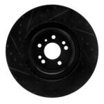 R1 Concepts 13-19 Mercedes-Benz GLS350 Front Right Drilled & Slotted Black Brake Rotor - Image 2