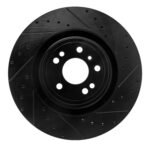 R1 Concepts 13-19 Mercedes-Benz GLS350 Front Right Drilled & Slotted Black Brake Rotor