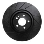 R1 Concepts 16-23 Mercedes-Benz GLC350e Rear Right Drilled & Slotted Black Brake Rotor - Image 2