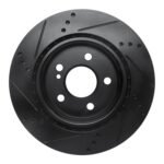 R1 Concepts 14-19 Mercedes-Benz CLA250 Rear Right Drilled & Slotted Black Brake Rotor - Image 2