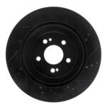 R1 Concepts 15-21 Mercedes-Benz S560 Rear Left Drilled & Slotted Black Brake Rotor - Image 2