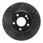 R1 Concepts 15-21 Mercedes-Benz C300 Coupe & Convertible Rear Left Drilled & Slotted Black Brake Rotor