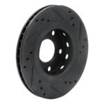 R1 Concepts 00-03 Audi A8 Rear Left Drilled & Slotted Black Brake Rotor - Image 2