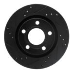 R1 Concepts 00-03 Audi A8 Rear Left Drilled & Slotted Black Brake Rotor