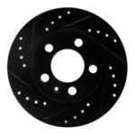 R1 Concepts 01-06 Audi TT Quattro Rear Left Drilled & Slotted Black Brake Rotor