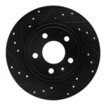 R1 Concepts 00-09 Audi A4 Quattro Rear Left Drilled & Slotted Black Brake Rotor