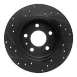 R1 Concepts 00-09 Audi A4 (USA/Canada) Rear Right Drilled & Slotted Black Brake Rotor - Image 2