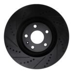 R1 Concepts 05-11 Audi A6 Quattro Front Left Drilled & Slotted Black Brake Rotor