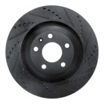 R1 Concepts 05-11 Audi A6 Quattro Rear Right Drilled & Slotted Black Brake Rotor