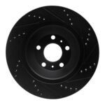 R1 Concepts 04-18 Audi S8 Rear Left Drilled & Slotted Black Brake Rotor - Image 2