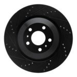 R1 Concepts 04-18 Audi S8 Rear Left Drilled & Slotted Black Brake Rotor