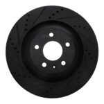 R1 Concepts 07-11 Audi S6 Rear Left Drilled & Slotted Black Brake Rotor