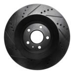 R1 Concepts 07-11 Audi S6 Rear Right Drilled & Slotted Black Brake Rotor - Image 2