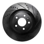 R1 Concepts 07-11 Audi S6 Rear Right Drilled & Slotted Black Brake Rotor