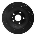 R1 Concepts 08-15 Audi TT Quattro RS Rear Right Drilled & Slotted Black Brake Rotor - Image 2