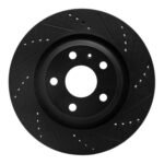 R1 Concepts 08-15 Audi TT Quattro RS Rear Right Drilled & Slotted Black Brake Rotor