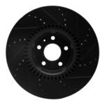 R1 Concepts 12-18 Audi A7 Quattro Front Left Drilled & Slotted Black Brake Rotor - Image 2