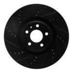 R1 Concepts 12-18 Audi A7 Quattro Front Left Drilled & Slotted Black Brake Rotor