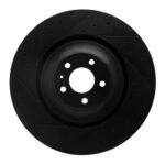 R1 Concepts 12-18 Audi S8 Front Left Drilled & Slotted Black Brake Rotor