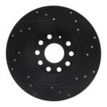 R1 Concepts 16-25 Audi TT Quattro Rear Left Drilled & Slotted Black Brake Rotor - Image 2