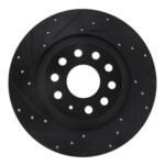 R1 Concepts 16-25 Audi TT Quattro Rear Left Drilled & Slotted Black Brake Rotor