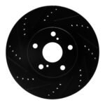 R1 Concepts 22-25 Audi A3 Quattro Front Left Drilled & Slotted Black Brake Rotor
