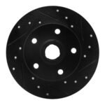 R1 Concepts 92-98 Volkswagen Golf Rear Right Drilled & Slotted Black Brake Rotor