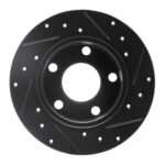 R1 Concepts 92-05 Audi A6 Quattro Rear Left Drilled & Slotted Black Brake Rotor - Image 2