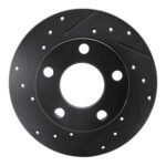 R1 Concepts 92-05 Audi A6 Quattro Rear Left Drilled & Slotted Black Brake Rotor