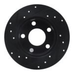 R1 Concepts 92-05 Audi 100 Quattro Rear Right Drilled & Slotted Black Brake Rotor - Image 2