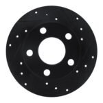 R1 Concepts 92-05 Audi 100 Quattro Rear Right Drilled & Slotted Black Brake Rotor