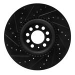 R1 Concepts 00-06 Audi TT Quattro Front Right Drilled & Slotted Black Brake Rotor - Image 2