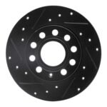 R1 Concepts 05-13 Audi A3 Rear Left Drilled & Slotted Black Brake Rotor